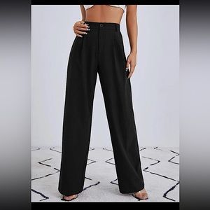 Black wide leg trouser pants
